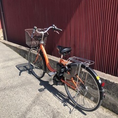 京都】京の楽チャリ電動アシスト自転車ヤマハオレンジ色26インチ