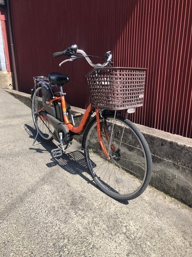 【京都】京の楽チャリ　電動アシスト自転車　ヤマハ　オレンジ色　26インチ