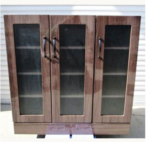 ぼん家具　食器棚　ロータイプ　カップボード　ガラス扉　キッチンキャビネット　キッチン収納　ウォールナット　直接引き取り歓迎