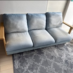 天然木製西海岸風デニムソファ