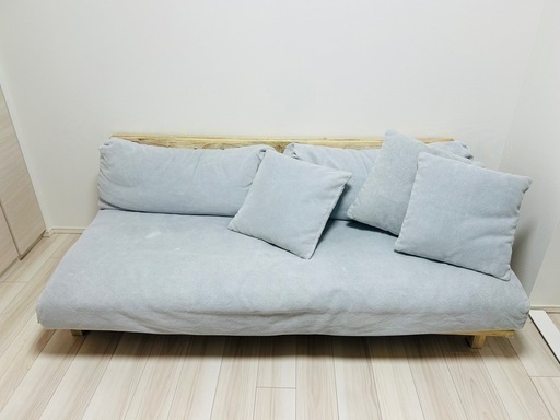 【値下げしました】unico LANA ソファ　3人掛　グレー