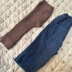 新品同様 テータテート ゆったりデニムパンツ ズボン くまみみワッフル