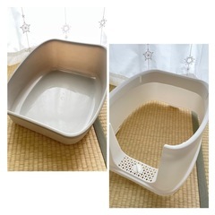 ＊ネコ　猫　トイレ　スコップ付＊消臭シート入れられます＊フルカバー　砂が飛び散らない＊猫用品  2way出入り方法　美品＊の画像