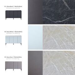 サイドボード　サイドチェスト　リビング　大川家具　モーブル　大理石　鏡面　145cmの画像