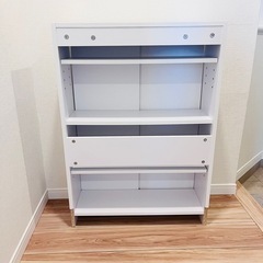 スリム 本棚 引き戸収納 キャビネット 北欧 シェルフ 絵本棚 薄型の画像