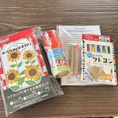 色鉛筆、クレヨン、ひまわり栽培キット