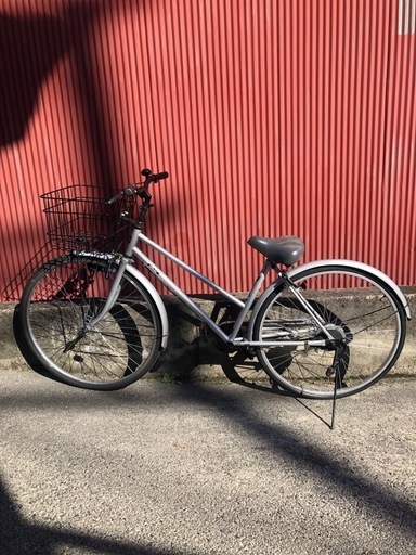 【京都】京の楽チャリ　普通自転車　変速なし　27インチ　銀色