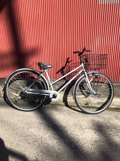 【京都】京の楽チャリ　普通自転車　変速なし　27インチ　銀色