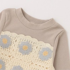 プティマイン お花ニットドッキングワンピース 90cmの画像