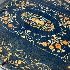 イタリア製 アンティーク 配膳ワゴン キッチンワゴン バタフライ式 ワインラック ロココ調 象嵌細工 ヨーロピアン クラシック アンティーク家具 サイドテーブル サービスワゴンの画像