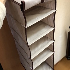 【美品】吊り下げ収納　クローゼット収納　5段　目隠しカーテン付き