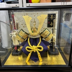芳寿　京華　落款　5月人形　兜　　13号総金具兜　緑糸中鍬型　弓...