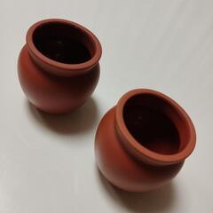 赤茶色の陶器製容器4個セットの画像