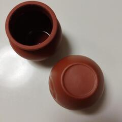 赤茶色の陶器製容器4個セットの画像