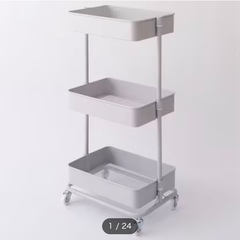 高さ調節ができるスチールワゴン トロリ4 レギュラー (グレー)