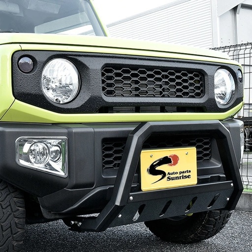 ジムニー JB64W JB74W フロント スクエア バンパーガード マットブラック スキッドプレート付き U字型 ブッシュバー 角型 グリルガード スズキ 外装 カスタムパーツ ジムニーシエラ オフロード