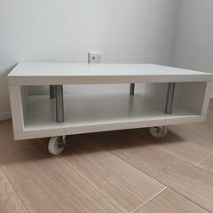 キャスター付きローテーブル　ホワイトの画像
