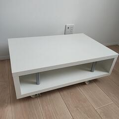 キャスター付きローテーブル　ホワイトの画像