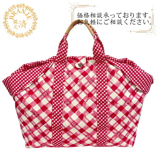 シャネル CHANEL ハンドバッグ ギンガムチェック クルーズライン ピンク