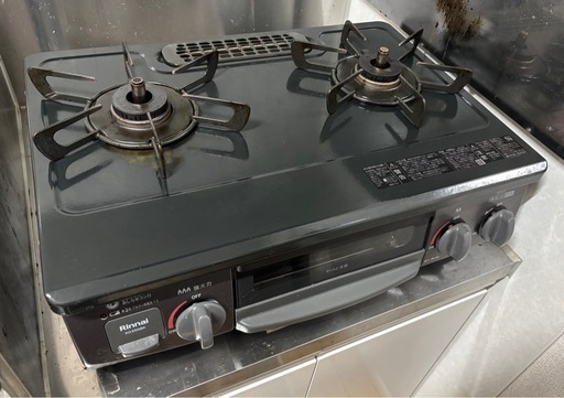 【お取引3月中のみ】ガスコンロ  都市ガス 二口 左強火力 リンナイ KG35NBKL/13A