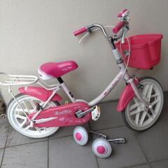子ども　女の子　美品　ピンク　白　自転車　16インチ　の画像