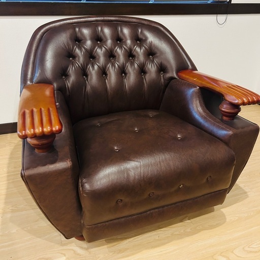 【ご予約済】シングルソファ レトロ ヴィンテージ 1人掛け　ブラウン　レトロモダン　ソファー