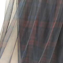 earthシフォンチェックスカートの画像