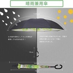 逆さ傘 晴雨兼用傘 日傘 雨傘 長傘 メンズ レディース uvカット 丈夫 撥水 内外２枚の布の構成で耐風 熱中症対策 完全遮光 遮熱効果 閉じると自立可能 晴雨兼用傘 車用 UVカット効果更にアップ ギフト（緑陰） まとめ買い歓迎　卸ます　アマゾン引き上げ商品　倒産品　ネット商材　転売　卸し　問屋　転売OK　アマゾン　商品　景品　コンペの画像