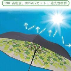 逆さ傘 晴雨兼用傘 日傘 雨傘 長傘 メンズ レディース uvカット 丈夫 撥水 内外２枚の布の構成で耐風 熱中症対策 完全遮光 遮熱効果 閉じると自立可能 晴雨兼用傘 車用 UVカット効果更にアップ ギフト（緑陰） まとめ買い歓迎　卸ます　アマゾン引き上げ商品　倒産品　ネット商材　転売　卸し　問屋　転売OK　アマゾン　商品　景品　コンペの画像