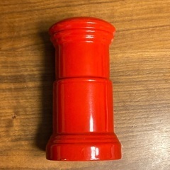 昭和レトロ 陶器製 郵便ポスト型貯金箱 赤色 高さ16cmの画像
