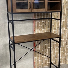 ゴミ箱上 食器棚 幅94cm ラック 収納棚 ブラウン 木製 スチール キッチン収納 家具 高さ183cm 札幌市東区中沼町