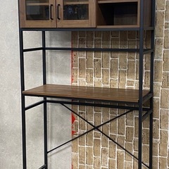 ゴミ箱上 食器棚 幅94cm ラック 収納棚 ブラウン 木製 スチール キッチン収納 家具 高さ183cm 札幌市東区中沼町