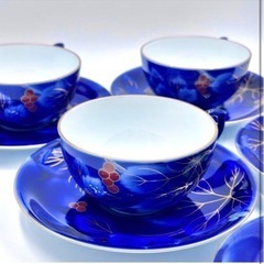 希少　深川製磁 瑠璃葡萄 カップ ソーサー 6客 茶器