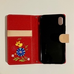 iPhoneXR カバー 手帳型 花刺繍 の画像