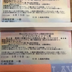 ジプリパークとジブリ展　3/1510時〜大人２枚