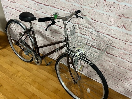 【完売御礼】【大人用】整備済 サイモト 27型 中古自転車 シティ軽快車 茶色 <自転車のオオムラ 静岡店>