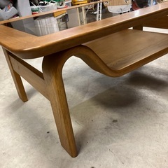 アサヒ木工 木製ガラスセンターテーブル 天然木 センターテーブル 希少品