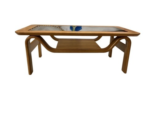 アサヒ木工　木製ガラスセンターテーブル　天然木　センターテーブル　希少品