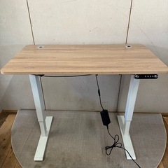 681】電動昇降機能付 木目調パソコンデスク