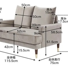 【取引先確定済】LOWYA　ソファー　2人掛け　の画像