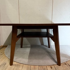 【695】ニトリ　木製ダイニングテーブル ブラウン 下棚付きの画像