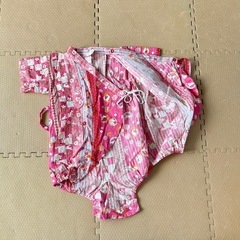 ピンク花柄　着物　ベビー服の画像