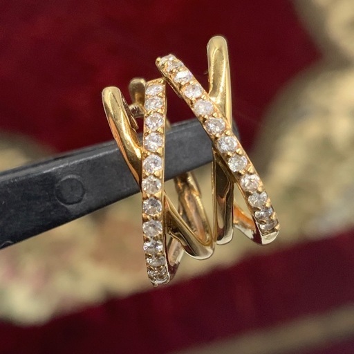 K18 ダイヤ フープピアス 2.8g 両耳