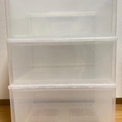 【無印】PP収納ケース 引出式3個セット　（深×1個、大×2個）の画像