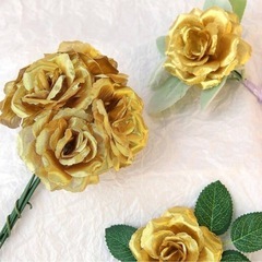 造花 バラ ゴールド 100本の画像