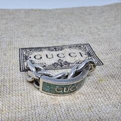 【超レア廃盤品】GUCCI エナメル ロゴ チェーン リングの画像