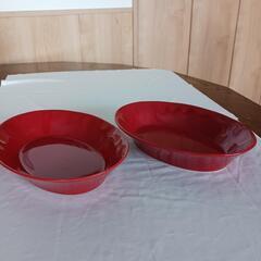 赤色　カレー皿　2枚　USED品
