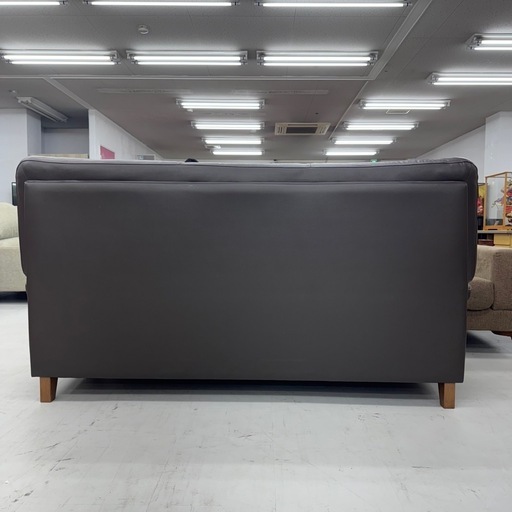 【超美品‼️】186cm幅3人掛けソファ ハイバックソファ レザー ダークブラウン トップ 【超美品‼️】本革製♪ 186cm幅3人掛けソファ ハイバックソファ