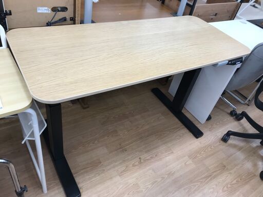 ★ジモティ割あり★ FLEXISPOT 電動昇降デスク ナチュラル H60～123×W140×D60 クリーニング済み KJ8766