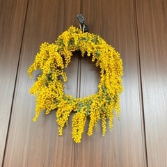 インテリア　雑貨　直径約30センチ大きなミモザのリース　ドライフラワー